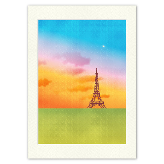 さくらまいこ UVアートプリント【水彩えほん「パリ・エッフェル塔と一番星」】