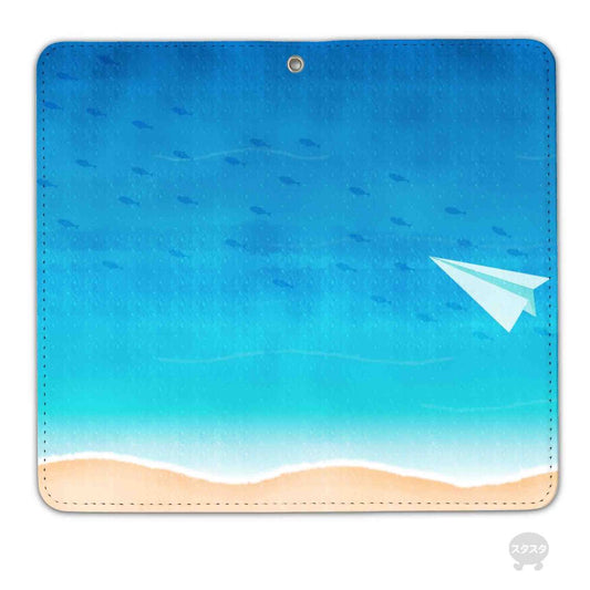 さくらまいこ 手帳型スマホカバー【水彩えほん「海を旅する紙飛行機」】